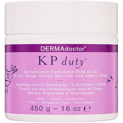 DERMAdoctor KP Bump Eraser Body Scrub Dermatologist Formulated Exfoliant | Keratosis Pilaris Treatment For Dry And Bumpy Skin 10% AHAs + PHAs - 450 Grams