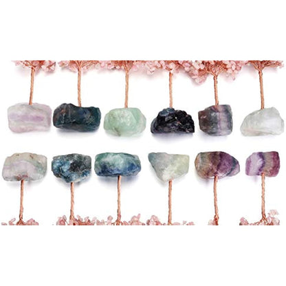 JSDDE Aquamarine Crystal Healing Crystals Gemstones Feng Shui Natural Tumbled Stones Money Life Tree Figurines