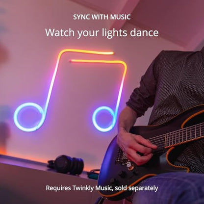 Twinkly Flex 3m, LED Tube Multicolor, RGB LED Strip Flexible, Compatible with Alexa and Google Home, Gaming Lights, 16 M+ Colors, USB C Power, App Control, White Wire