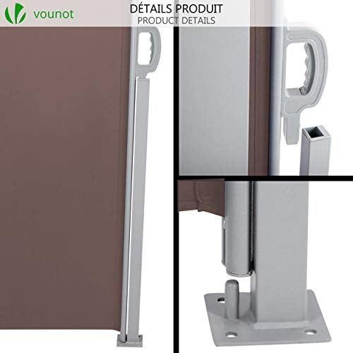 VOUNOT Side Awning Retractable, Outdoor Privacy Screen for Garden, Balcony, Terrace, 160 x 300 cm, Brown