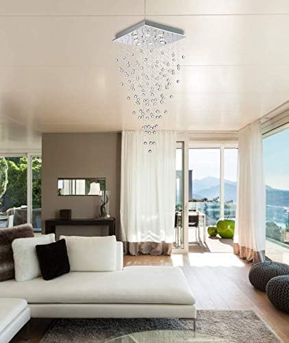 BESTIER Modern Crystal Raindrop Chandelier Lighting Flush Mount LED Ceiling Light Fixture Pendant Lamp for Dining Room Bathroom Bedroom Livingroom 8 GU10 LED Bulbs Required Width 55 cm Height 120 cm