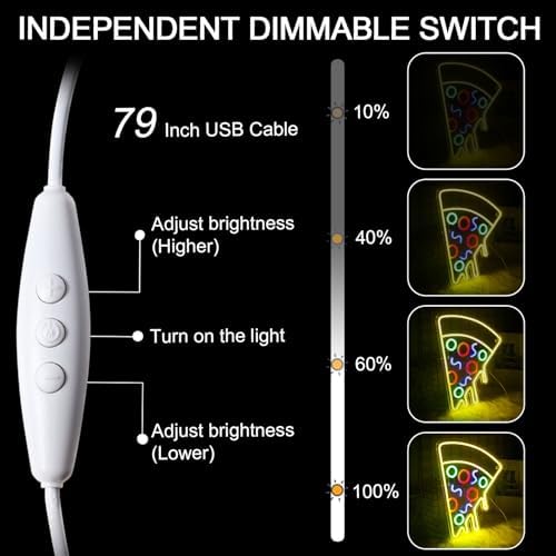 Pizza Neon Light Acrylic Led Sign Food Shape Neon Signs for Wall Yellow Led Pizza Neon Light Sign for Bedroom Restaurant Kitchen Party Decoration