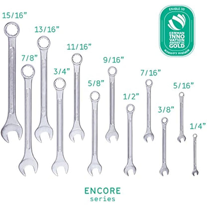 Combination Spanner Set 12 pcs. inch, inch Sizes 1/4" - 15/16" by WIESEMANN 1893 I Spanner Set in Tool Holder I 80362