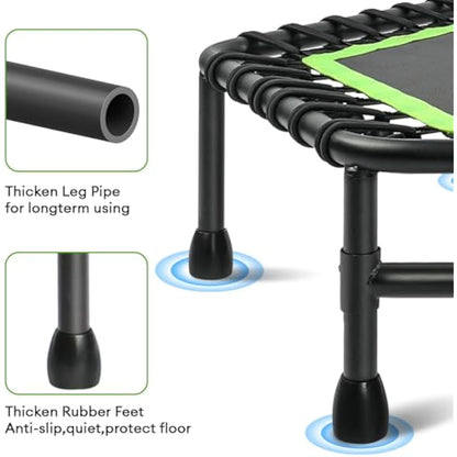 ONETWOFIT 42“/45" Rebounder Trampoline for Adults with Handle Bar, Silent Mini Trampoline Indoor Exercise Fitness Trampoline Bungee Rebounder Outdoor
