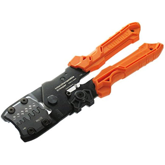 Precision Universal Crimping Tool with Inter-Changeable die Plates (Size M) Handy Crimp Tool. Made in Japan. ENGINEER pad-12