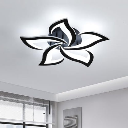 Comely Ceiling Lights Bedroom, LED Ceiling Lights 60W 6750LM, Cool White 6500K, Acrylic Petal Design Mordern Ceiling Lighting for Living Room Bedroom, Black (Dia 60cm)