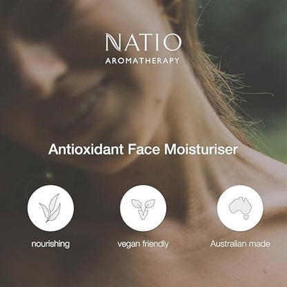 Natio Australia Aromatherapy Antioxidant Face Moisturiser, 100 ml - Anti-Aging Face Cream - Rosehip and Vitamin E - Face Lotion for All Skin Types