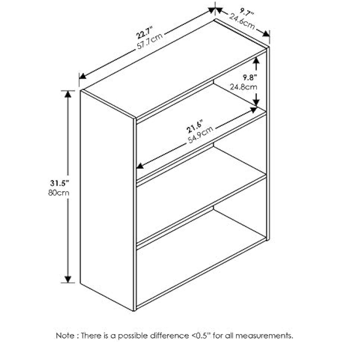 Furinno Pasir 3-Tier Open Shelf, Americano