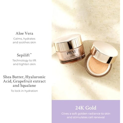 PRAI Ageless Throat & Decolletage Intensive Gold Creme 50ml - Real 24K Gold - Anti-Ageing, Anti-Wrinkle Brightening Skincare Cream - Hydrates & Firms Skin - Neck Moisturiser with Hyaluronic Acid