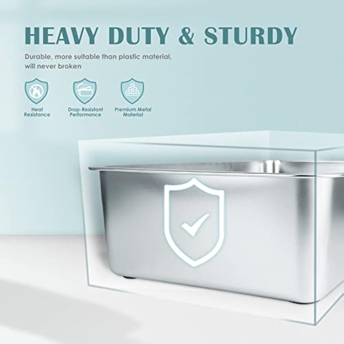 IKITCHEN Stainless Steel Cat Litter Box, Large Metal Litter Pan for Cats Rabbits, Never Absorbs Odors,Stain Free, Rustproof, Non Stick Smooth Surface, Anti-slip Rubber Bottom, 19.5"L x 13.5"W x 6"H