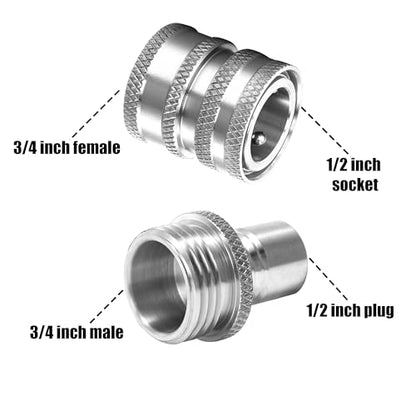 M MINGLE Ultimate Pressure Washer Adapter Set, Stainless Steel Quick Disconnect Kit, M22 Swivel to 3/8 Inch Connect, 3/4 Inch to Quick Release, 8-Pack