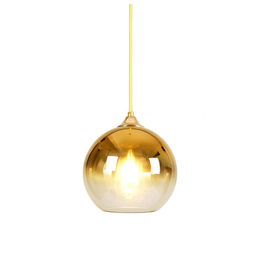 MZStech Spherical Gradient Color Glass Pendant Light Modern Glass Globe Lamp Chandelier Hanging Light (Gold, 25cm)