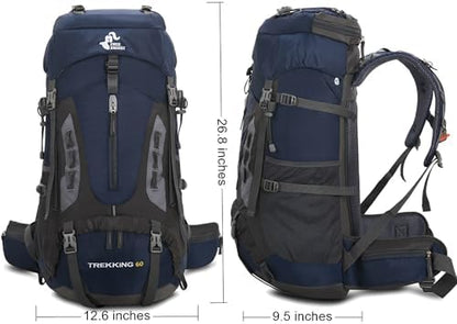 Bseash 60L Waterproof Lightweight Hiking Backpack with Rain Cover,Outdoor Sport Travel Daypack for Climbing Camping Touring