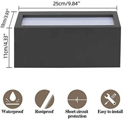 HLFVLITE Outdoor Wall Light, Max 40W E27 Aluminum Light Exterior Sconce, Waterproof Garden Lantern, Anthracite Grey