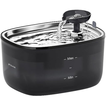 Stouchi Cat Water Fountain, 2.5L Ultra Quiet LED Light BPA Free with 2 Activated Carbon Filters,Dog Water Fountain Transparent Water Tank