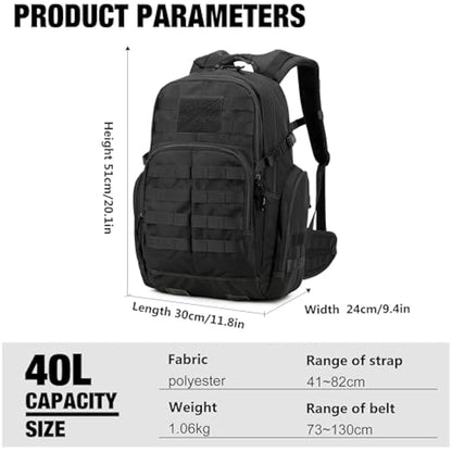 Mardingtop 40L Military Tactical Backpack Practical Rucksack for Men with Molle System Outdoor Hiking Backpack Army Backpack for Hiking, Traveling, Mountaining