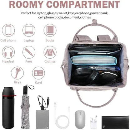 VANKEAN Laptop Backpack for Women Men 17.3 Inch Stylish Computer Work Backpack, Waterproof College Daypack Backpacks with USB Port & RFID Blocking, Business Travel Backpack