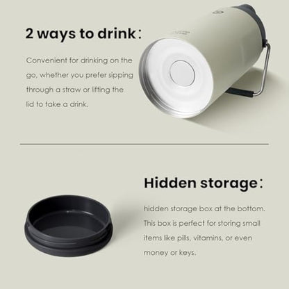 Bottle Bottle Insulated Water Bottle 2L with Straw and Dual-use Lid Half Gallon Water Jug Vacuum Stainless Steel for Workout and Sports Insulated Beer Growler with Handle(Gray)