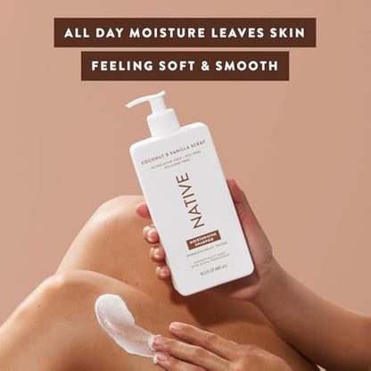 Native Body Lotion for Men & Women - Silicone & Dye Free - Coconut & Vanilla Scented Hand Lotion + Body Moisturizer for Dry Skin - Naturally Derived with Shea Butter & Glycerine (3 Pack, 487ml)