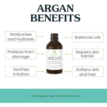 Isabella's Clearly Organic Moroccan Argan Oil for Hair, Skin, Nails | 100% Pure, Cold Pressed, Virgin, Unrefined Oil from Morocco | Eco Glass Bottle (Bulk 120ml)