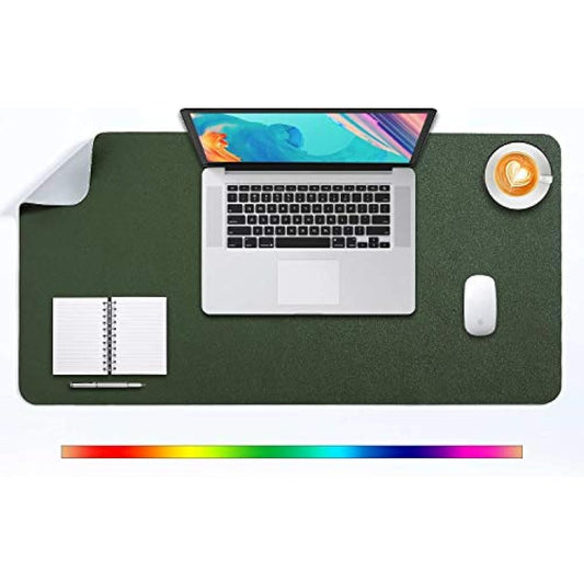 Desk Pad Large, Desk Mat, Extended Mouse Mat, Mouse Pad XL, Desk Blotter, DOBAOJIA Laptop Pad Writing Pad for Office/Home, Dual-Side Use PU Leather Waterproof 31.5" X 15.7" (Dark Green/Gray)