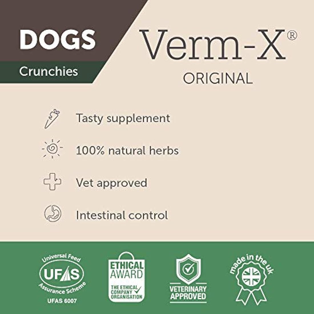 Verm-X All Natural Treats for Dogs. Supports Intestinal Hygiene. Vet Approved. UFAS Assured. Restores and Maintains Gut Vitality. Wormwood Free Recipe.