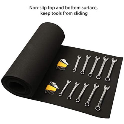CASOMAN Professional Tool Box Liner, Toolbox Drawer Line - 16 inch(wide) x 16 feet (long), Non Slip Matting Roll, Black