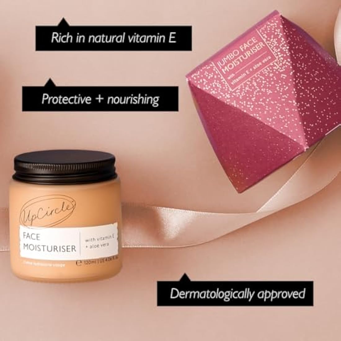 UpCircle Jumbo Face Moisturiser with Argan Powder 120ml - Nourishing Day Cream - Vitamin E, Aloe Vera, Glycerin, Shea + Coconut Butter - Natural, Vegan + Cruelty-Free