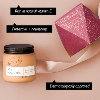 UpCircle Jumbo Face Moisturiser with Argan Powder 120ml - Nourishing Day Cream - Vitamin E, Aloe Vera, Glycerin, Shea + Coconut Butter - Natural, Vegan + Cruelty-Free