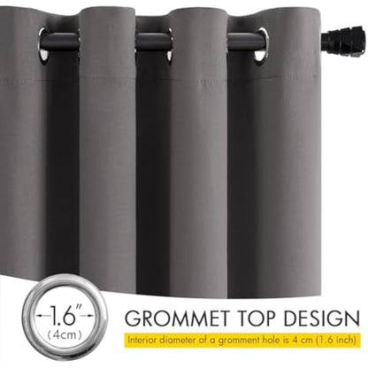 MIULEE Grey Blackout Curtains for Living Room 2 Panel Set, Premium Eyelet Curtains for Bedroom, Thermal Insulated Window Curtain Drapes, Black Out Curtain 54 Drop, Each Panel 66 x 54 Inches