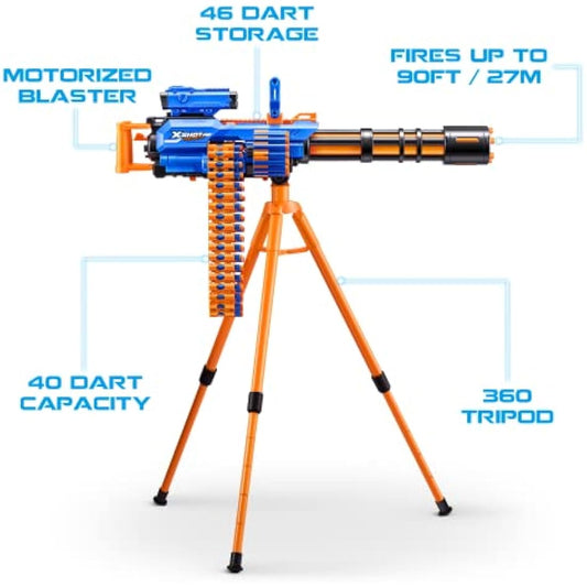 XSHOT Insanity Motorized Rage Fire by ZURU with 72 Darts, Air Pocket Technology Darts and Dart Storage, Motorized Blasting Power, Auto Feeding Belt, Tripod and Scope, Outdoor Toy