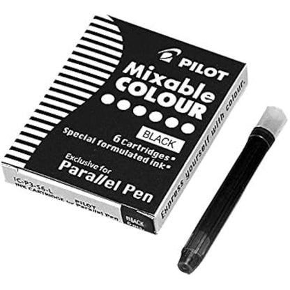 Set of 4 Parallel Pen Cases: 1.5 mm + 2.4 mm + 3.8 mm + 6 mm + 12 Assorted Colours + 6 Black Cartridges + 1 Blumie Adhesive Index
