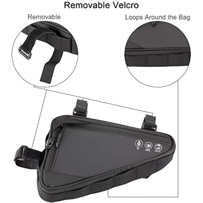 Eyein Bike Triangle Frame Bag, Cycling Waterproof Front Handlebar Bag Strap-On Saddle Pouch Storage Tube Bag with Reflective Stripe for Phone Cash, Repair Tool, Mini Pump Outdoor Sports Riding
