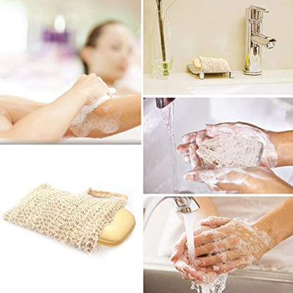 KIPETTO 15Pcs Soap Saver Bag Natural Sisal Exfoliating Soap Pouch Drawstring Soap Bags for Shower Bath, 5.5"x3.5"