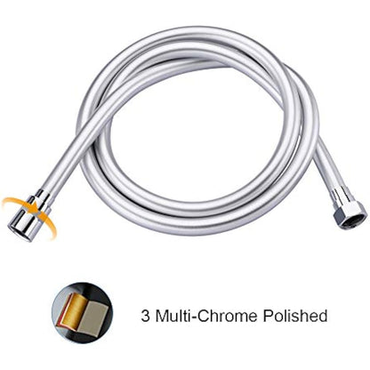 GRIFEMA Smooth Shower Hose 1.5m / 59 Inch – Flexible PVC Shower Hose, Anti-Kink & Leakproof, Universal G1/2" Fit, Durable Replacement Hose with Brass Connectors & Washers - Silver