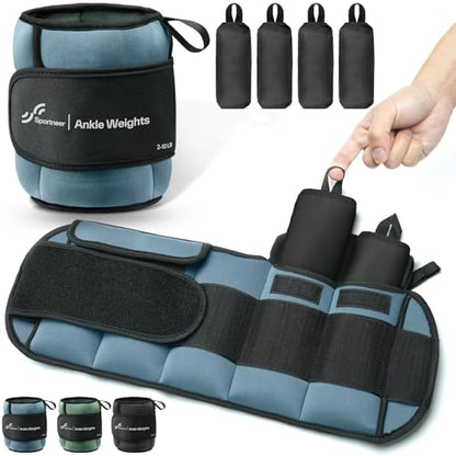 Sportneer Weight Cuffs, Adjustable Weights for Legs and Arms Ankle Weights Set, Weight Cuffs Foot with Adjustable Straps, 0.9-4.5 kg (per Ankle) / 1.8