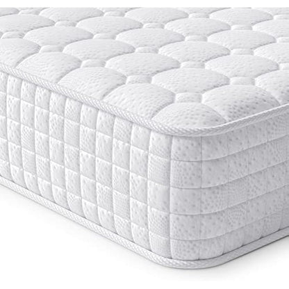 Vesgantti European Single Mattress 90x200cm - 10 Inch Hybrid Mattress with Breathable Memory Foam and Individually Pocket Spring - Medium Firm, White
