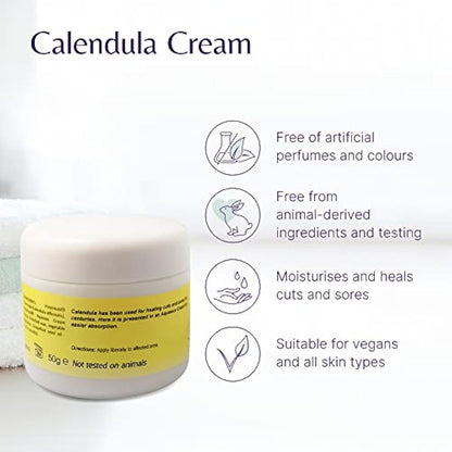 Mistry's Calendula Cream 50g - Calms & Hydrates, Muti-Purpose Skin Cream for Healing Cuts, Sores and Treating Rough Skin - Additive Free, Vegan,
