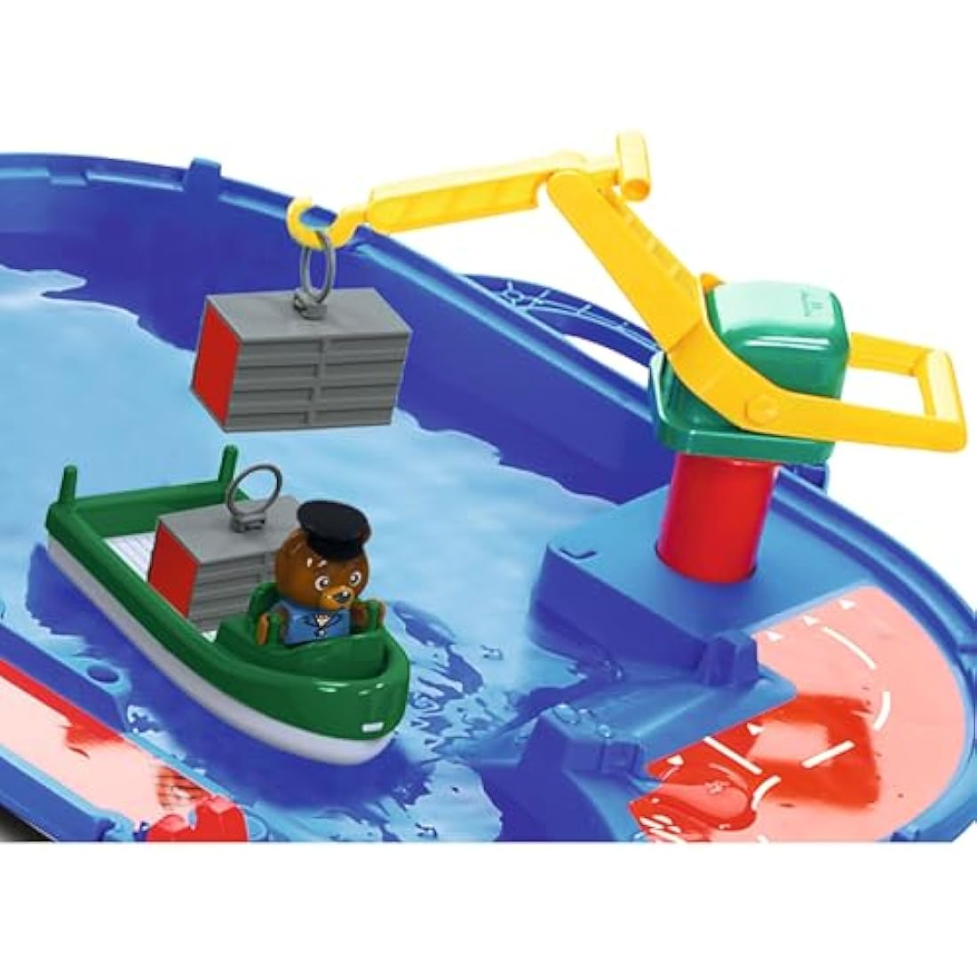 BIG Spielwarenfabrik 1650 AquaPlay - AmphieWorld - 145 x 156 cm Waterway, Includes 79 Pieces, Play Set Including 2 Boats, Amphibian Car and 3 Toy Figures, for Children from 3 Years
