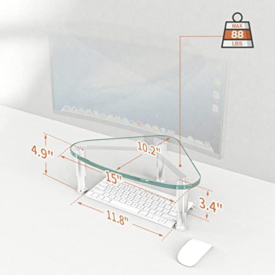 Hemudu 2 Pack Computer Monitor Stand Riser/Triangle Save Space Desktop Corner Stand for Computer, Laptop,HD01T-203P