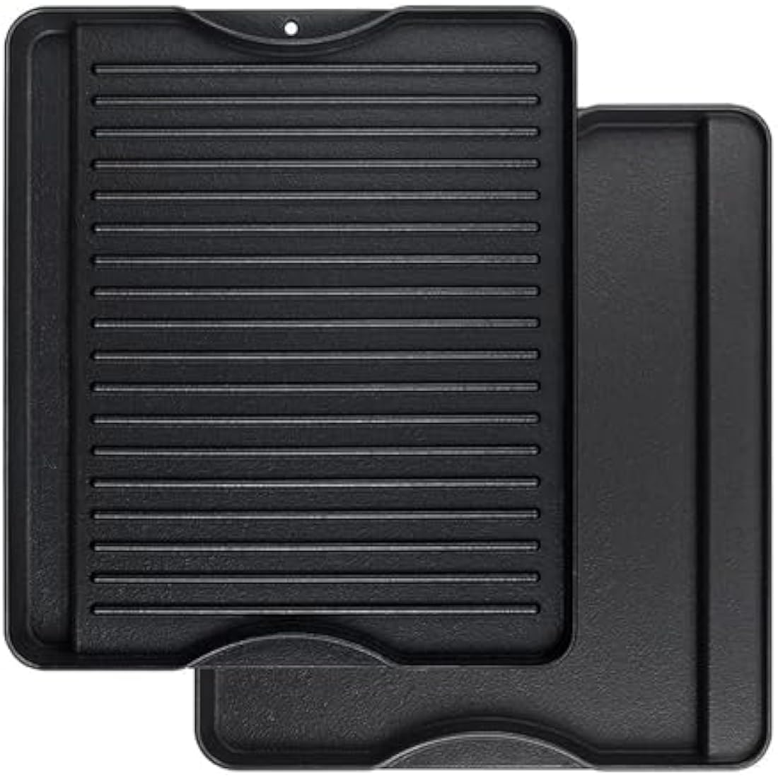 Denmay Cast Iron Griddle, 34 x 40 CM, Double-Sided Reversible Grill/Griddle Combo, Heavy Duty, Black, Rectangular, Griddle Plate for Campchef stoves