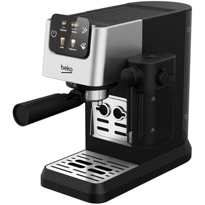 Beko CaffeExpertoTM CEP5304X Semi Automatic Espresso machine | Colour Touch Display | Integrated Milk Jug | Dual Nozzle | 15 Bar pressure | Silver | Easy cleaning
