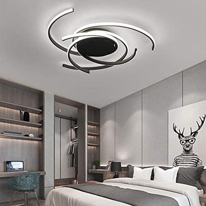 Modern LED Dimmable Ceiling Light with Remote Control Kitchen Island Lamp Dining Table Creative Spiral Flower Shape Design Metal Acrylic Ceiling Chandelier Lighting for Living Room Bedroo...