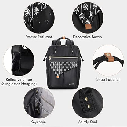 Lekesky Laptop Backpack Women Rucksack Bags 15.6 Inch Laptop Backpack with USB Port School Bag for Travel Business College Women Men- Black