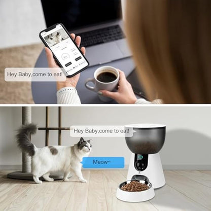 Podazz Automatic Cat Feeder with Camera, 5G WiFi Pet Feeder with App Control, Low Food & Blockage Sensor, 1-10 Meals/Day, Two-Way Audio Interacting, 4L Auto Cat Feeder with 304 Stainless Steel Bowl