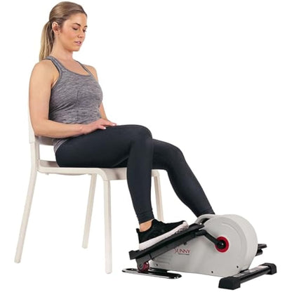 Sunny Health & Fitness Sitting Under Desk Elliptical Exerciser, Portable Pedal Training Machine for Senior Exercise, with Handle, Easy to Carry, Peddler for Home Workout, Optional Free SunnyFit App