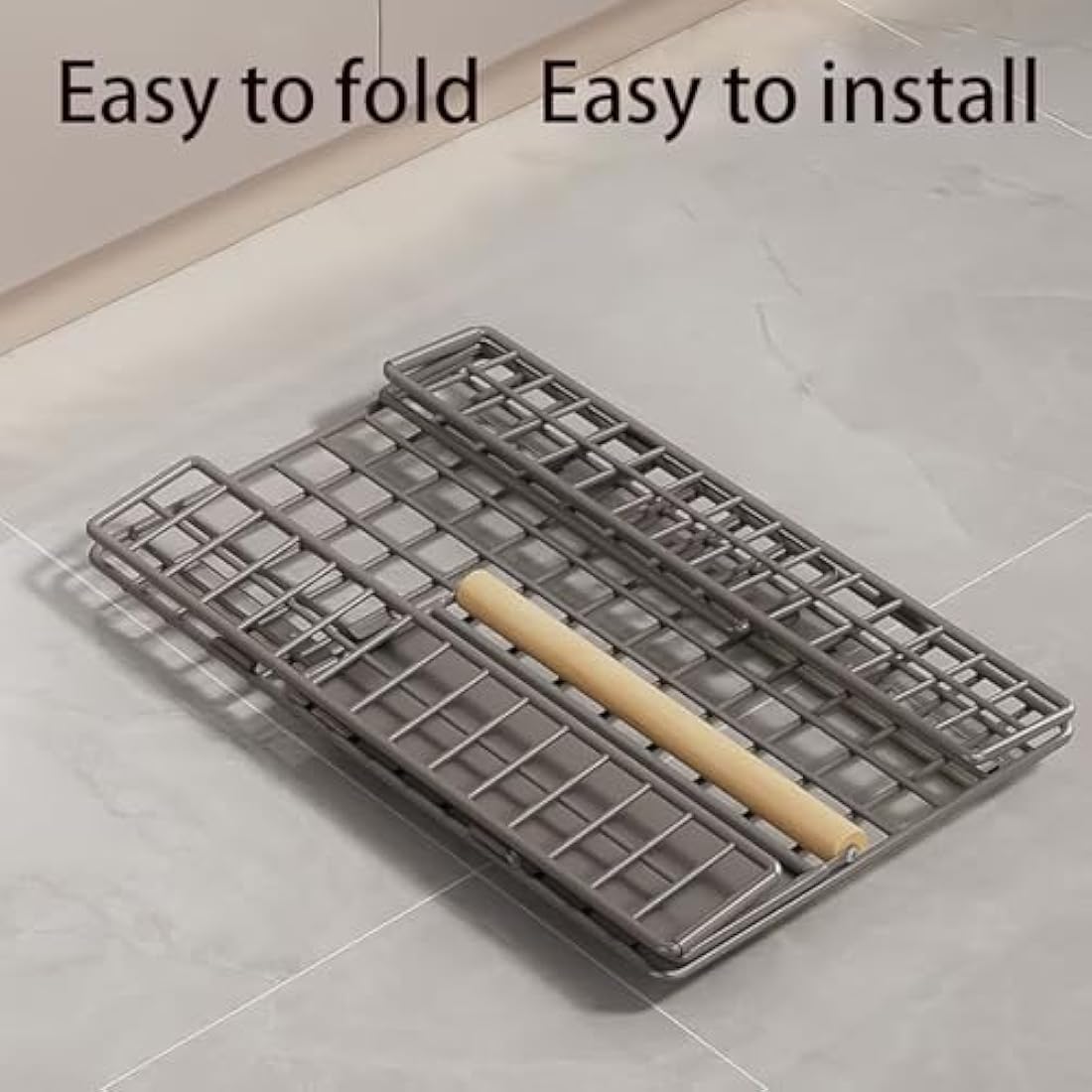 Pull Out Cabinet Organiser, pull out kitchen storage Foldable, Kitchen Cupboard Organiser with Handle, No Drill Adjustable Drawers, Slide Out Drawers for Kitchen Cabinets, grey, 23.5*19.5*39.5~56.5cm