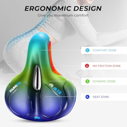 YOUNGDO Bicycle Saddle, Gel Bicycle Seat, Soft, Comfortable, Breathable, Shock-Absorbing, Ergonomic Bicycle Saddle with Waterproof Cover