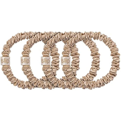 slip Skinny Blonde Scrunchies - Back to Basics - Anti-Crease, Anti-Breakage Slipsilk Design Protects Delicate Hair - Includes 4 Pure Silk Scrunchies - 4 Pack