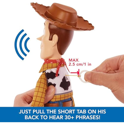 Mattel Disney Pixar Toy Story Roundup Fun Woody Large Talking Posable Figure, 12 Inches Tall with 20 Phrases Authentic Detail, Fabric Plush & Plastic, HFY35